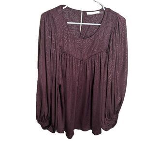 Mustard Seed Blouse Women's Large Purple Printed Long Sleeve Lightweight Top